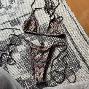 South Beach (australian brand) Purple Pastel Crochet Print String Bikini